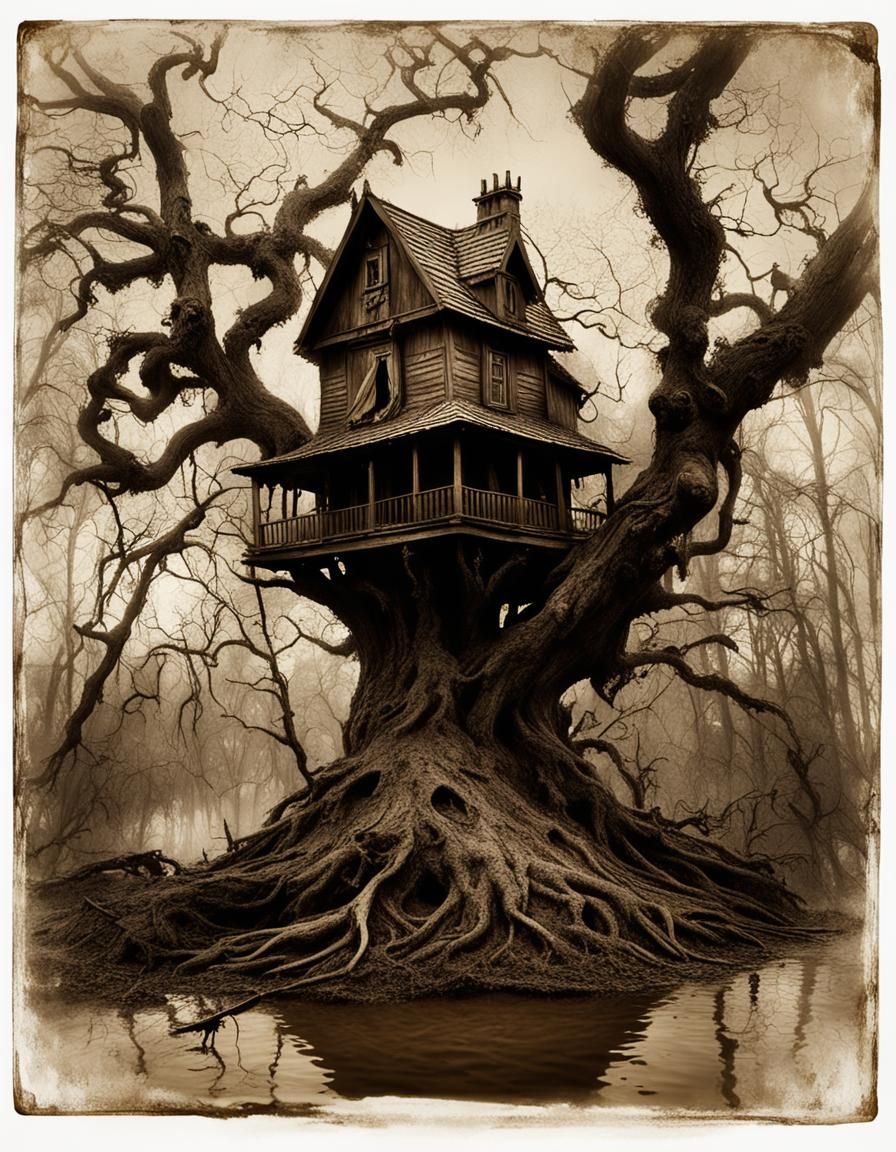 Owl Witch House in Wet Plate Collodion Style