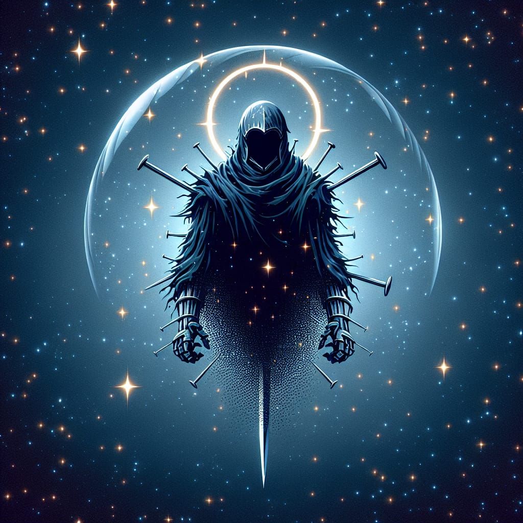 Celestial Knight Floating in Outer Space