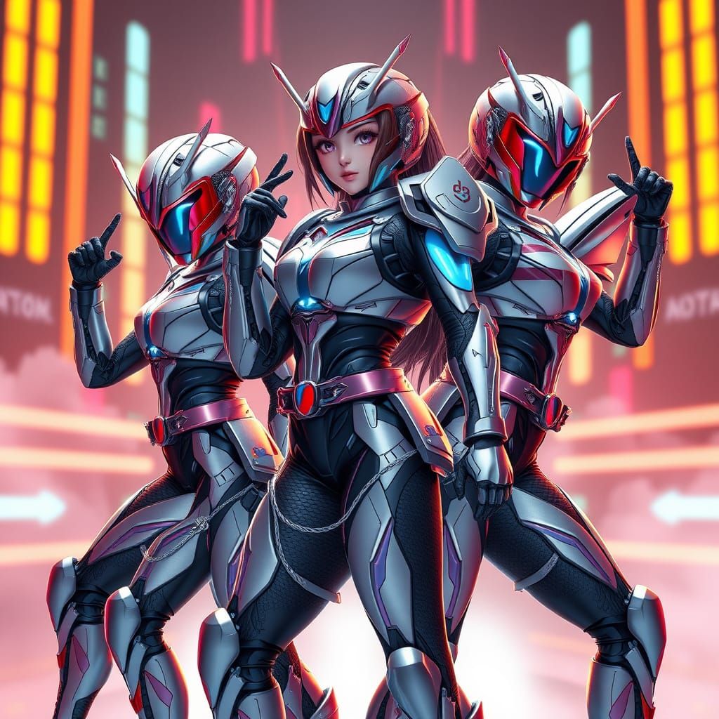 Kamen Rider Armored Kpop Idols in Anime Style
