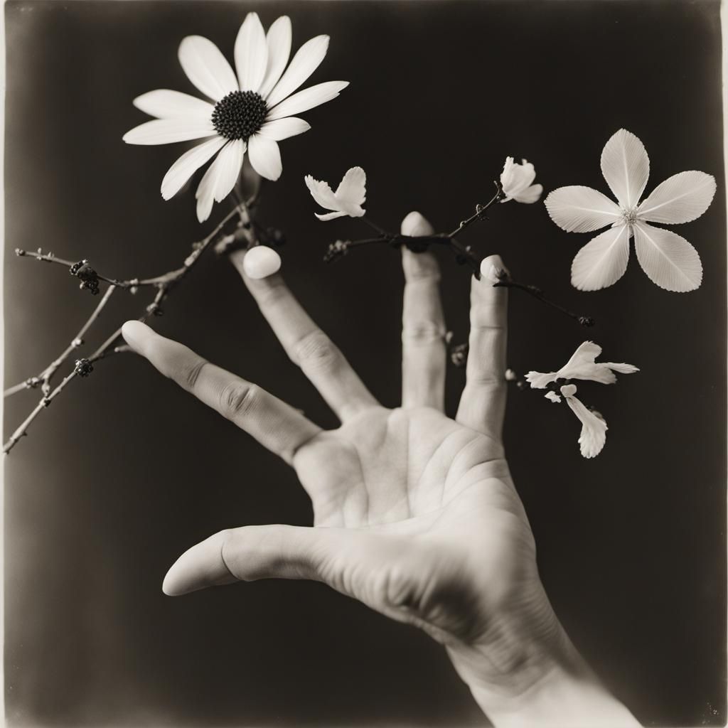 Hand Rayograph By Man Ray ,  (human hand with four fingers a...