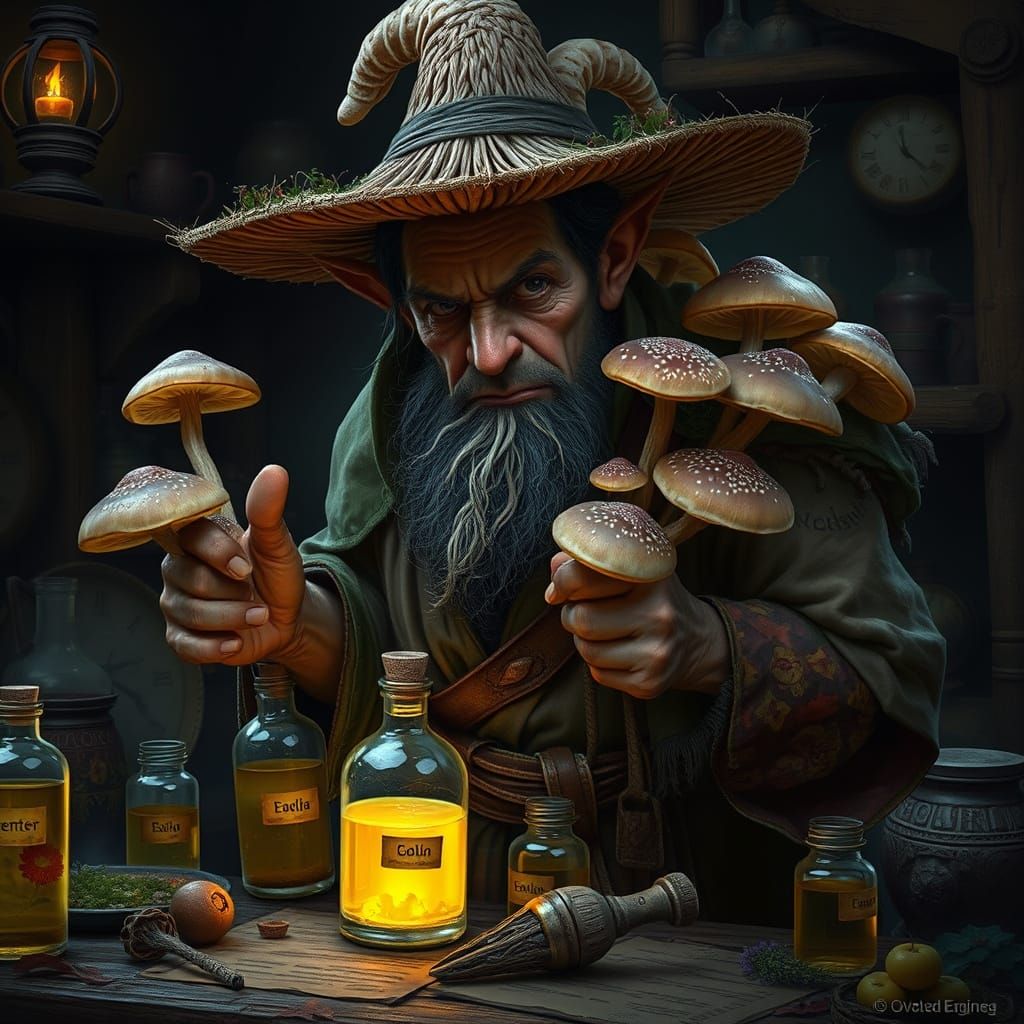 Whispering Woods Herbalist in Dark Cottagecore Fantasy