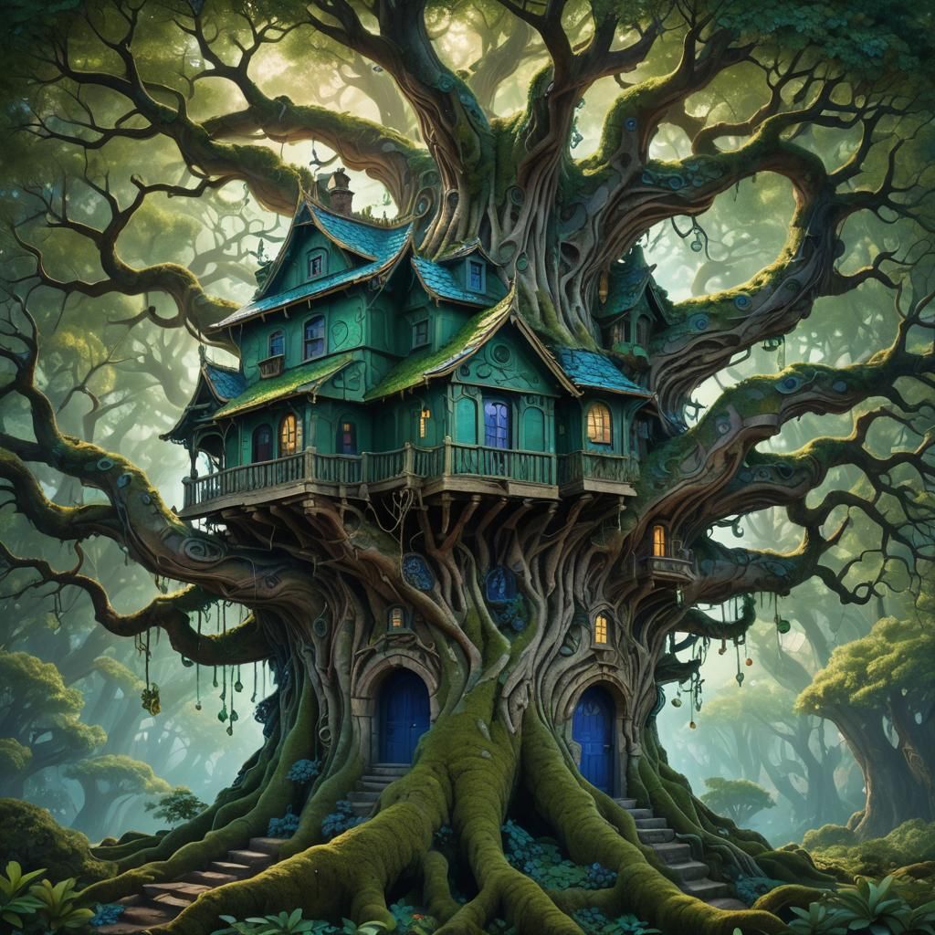 Enchanting Treehouse: A Matte Painting Masterpiece