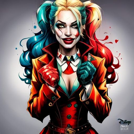 Harley Quinn Portrait in Disney Splash Art