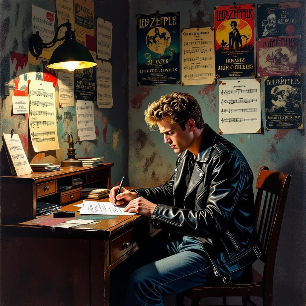 James Dean in Mystical Room Inspired by 70s Album Art