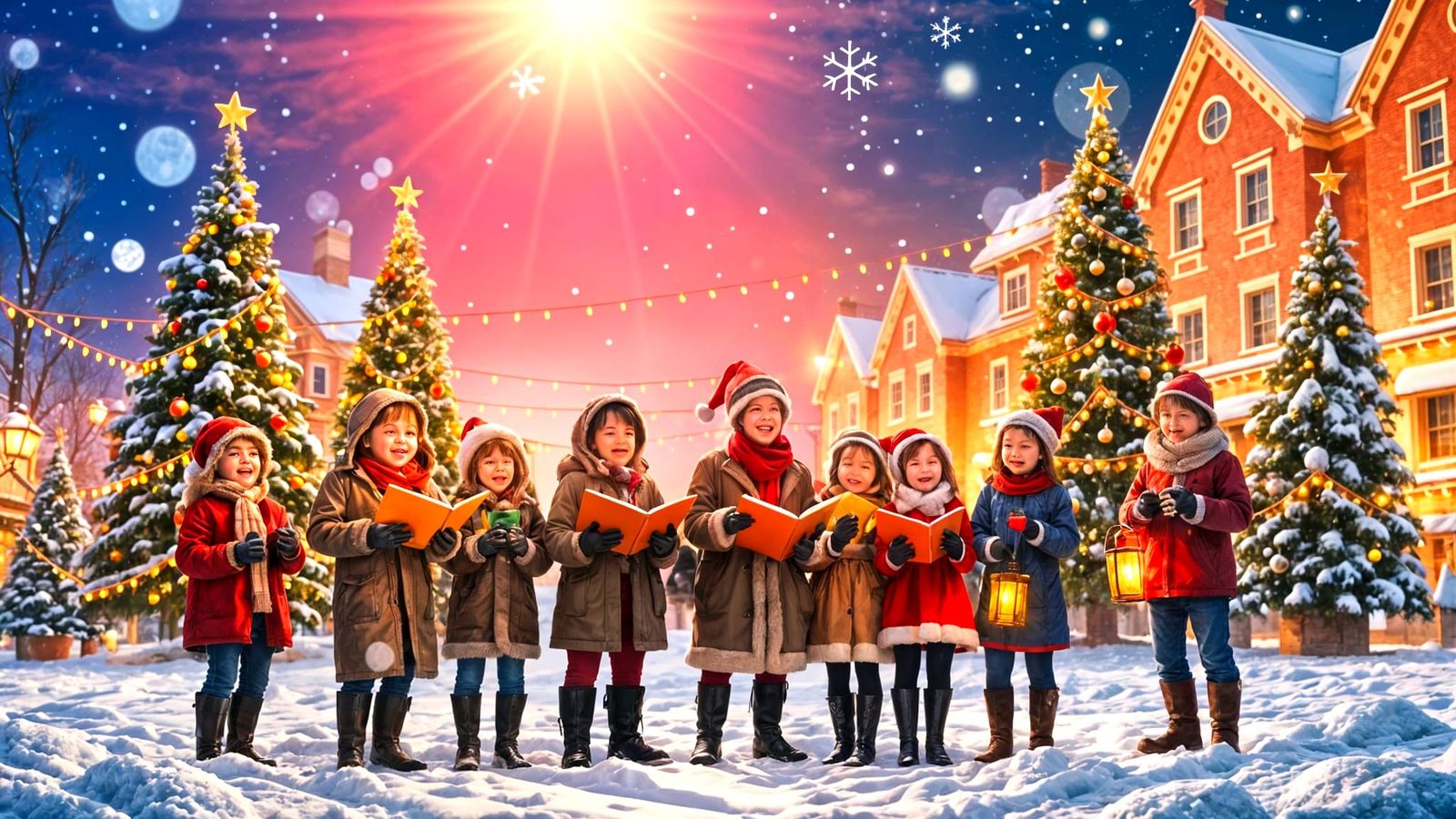 Joyful Christmas Carols in Vibrant 3D Digital Art