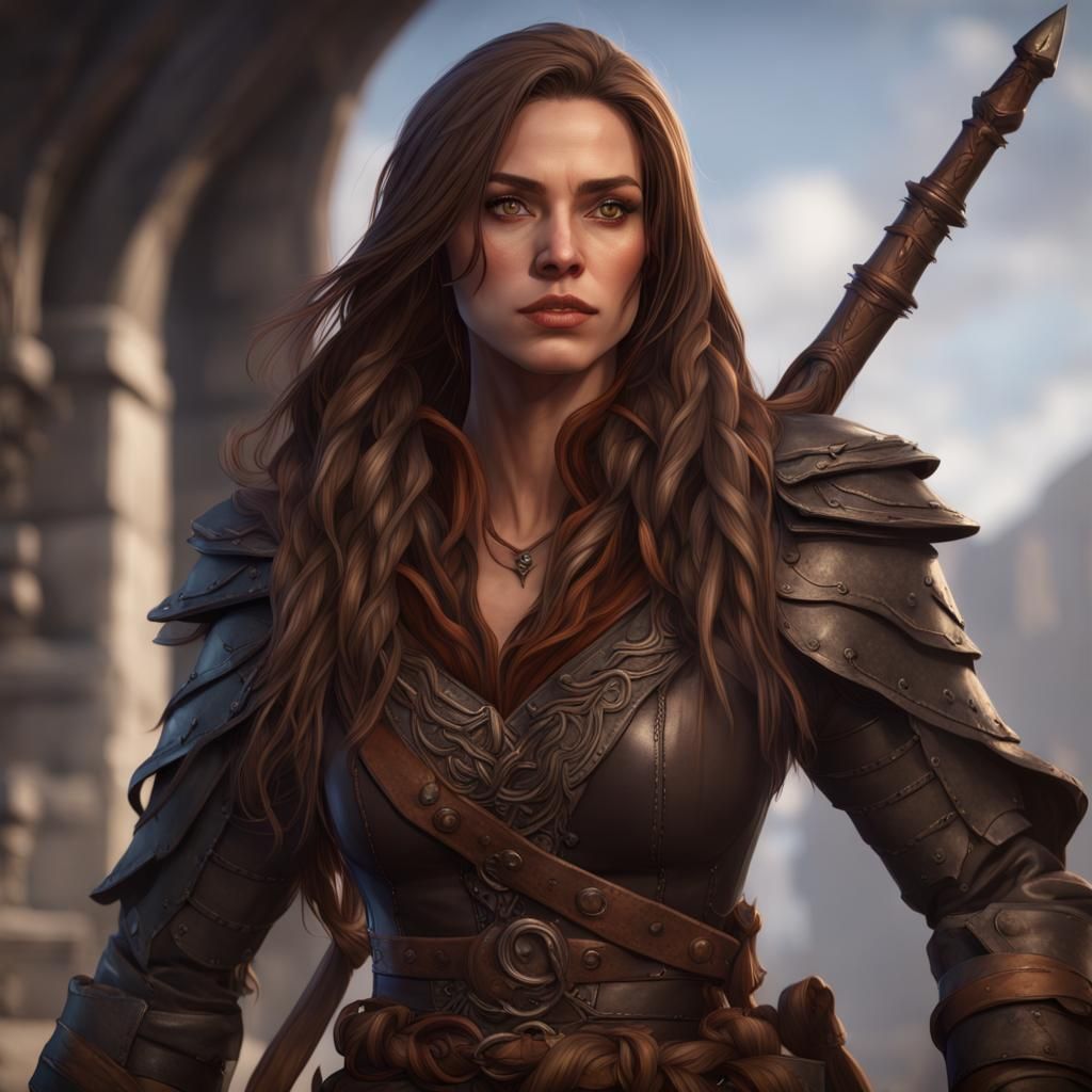 DND Female Rogue in Leather Armor