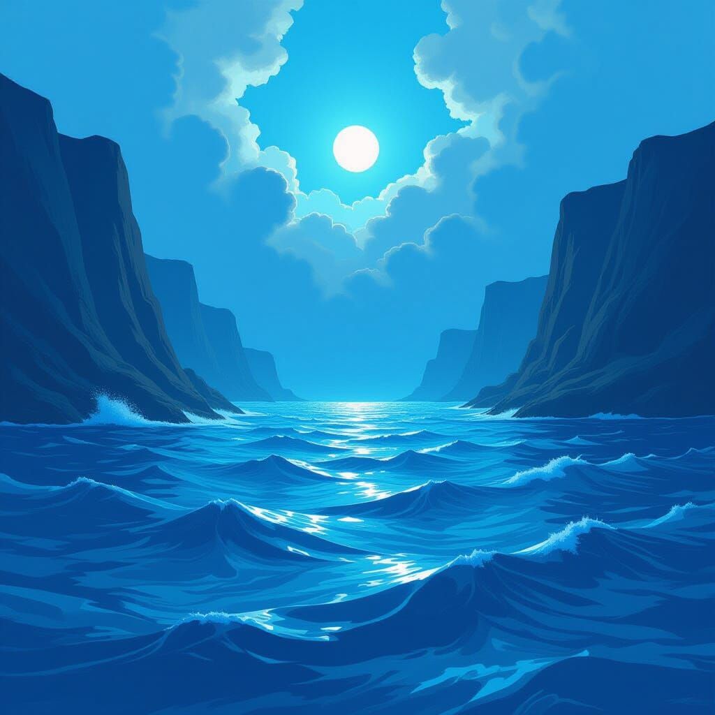 Tectonic Plates Shift in Iridescent Blue Ocean