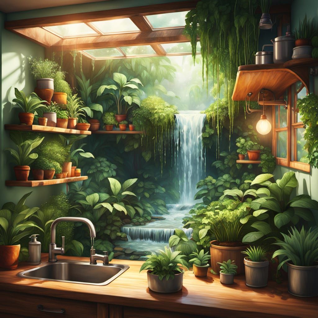 Kitchen Sink Waterfall Concept Art in 4K