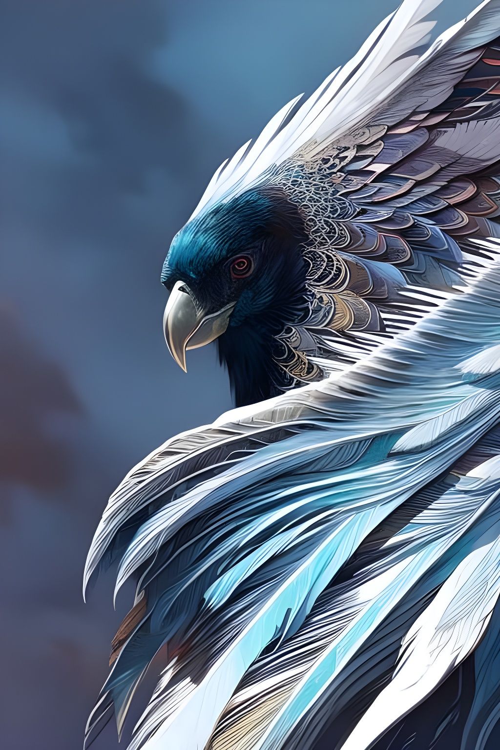 Andean Condor Portrait in Digital Painting Style