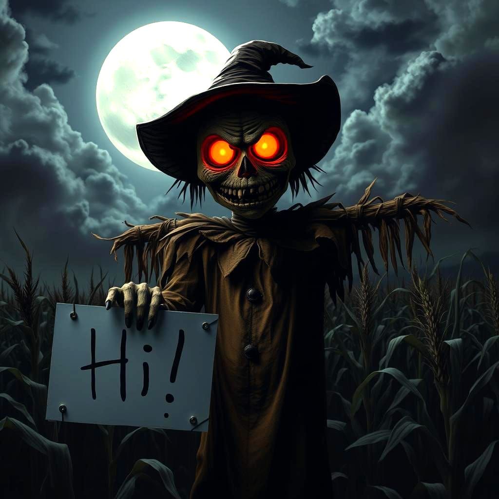 Nightmarish Scarecrow in Haunted Cornfield Says Hi