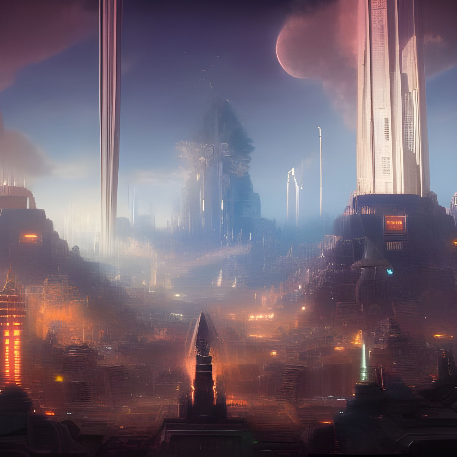 Retrofuturistic City of Gods in Space