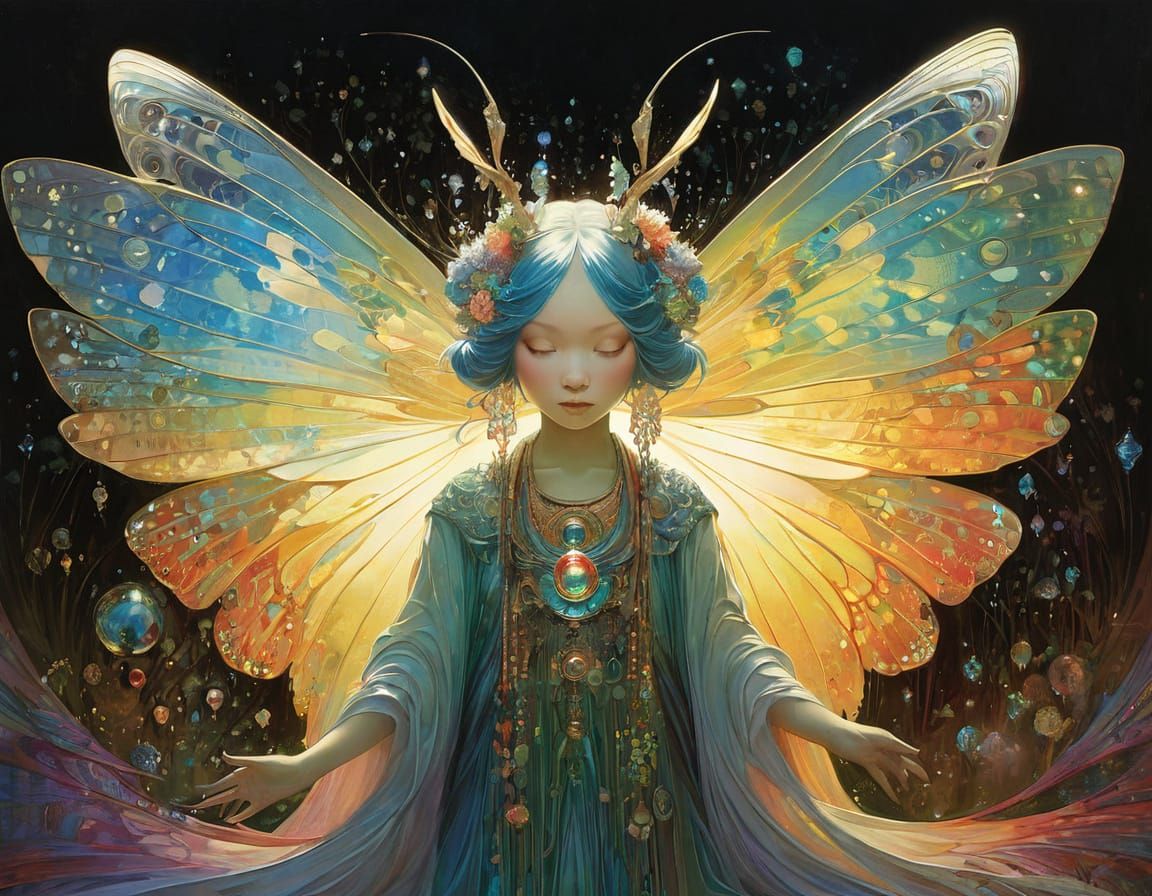 Enchanting Fairy with Luminescent Wings in Fantasy Art