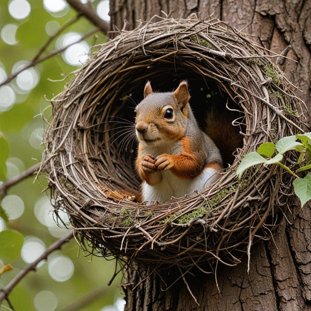 Whispers of a Squirrel's Lament in a Bird's Nest Sanctuary