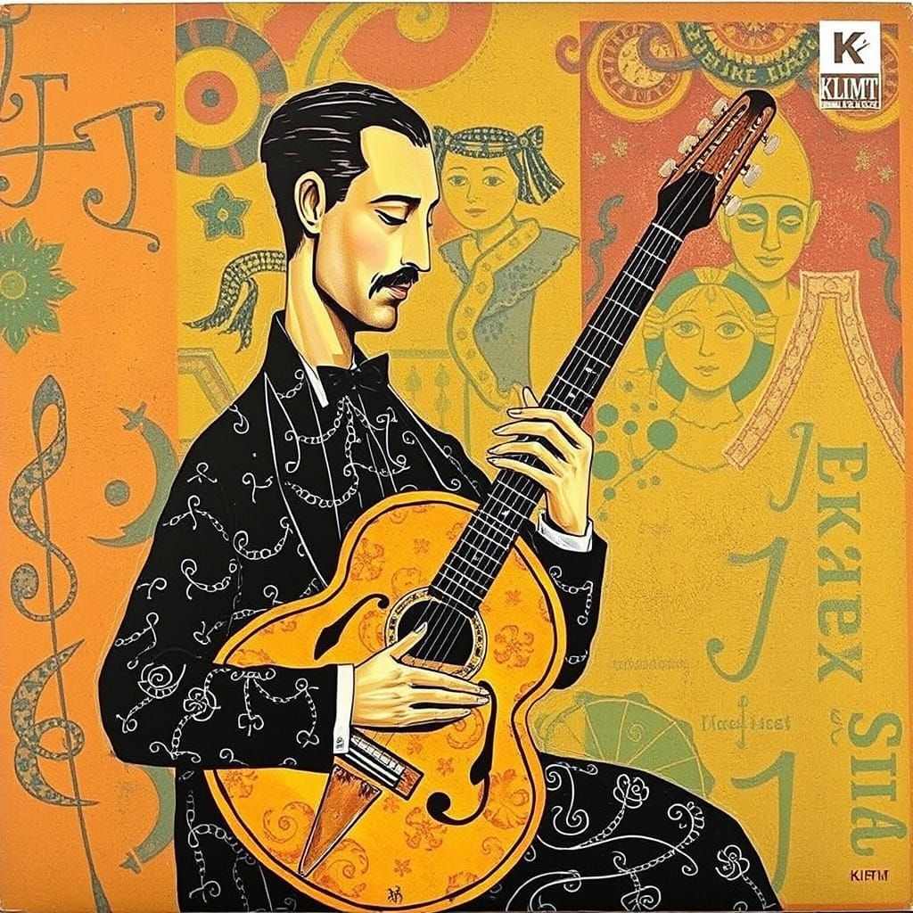 Gypsy Jazz Album Cover in Art Nouveau Style