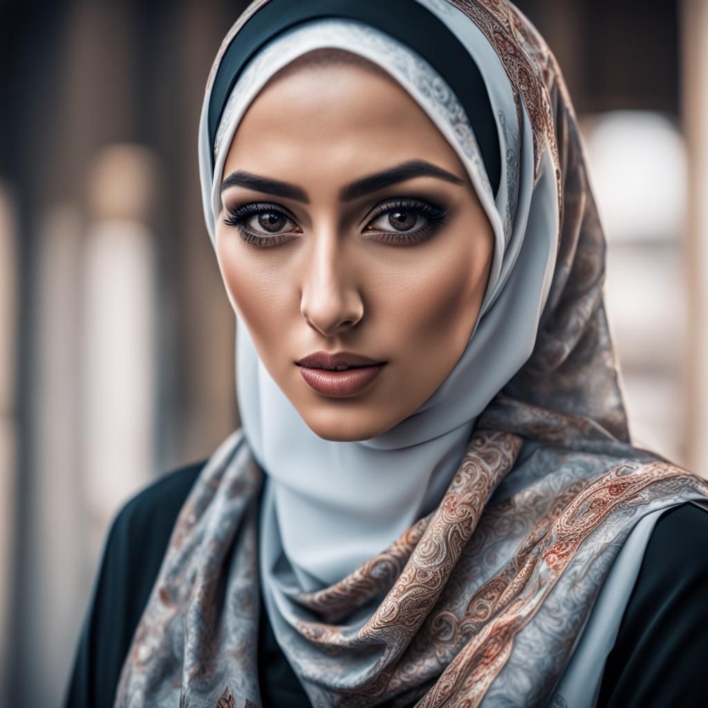 Girl Wearing Hijab in Hyperrealistic Style