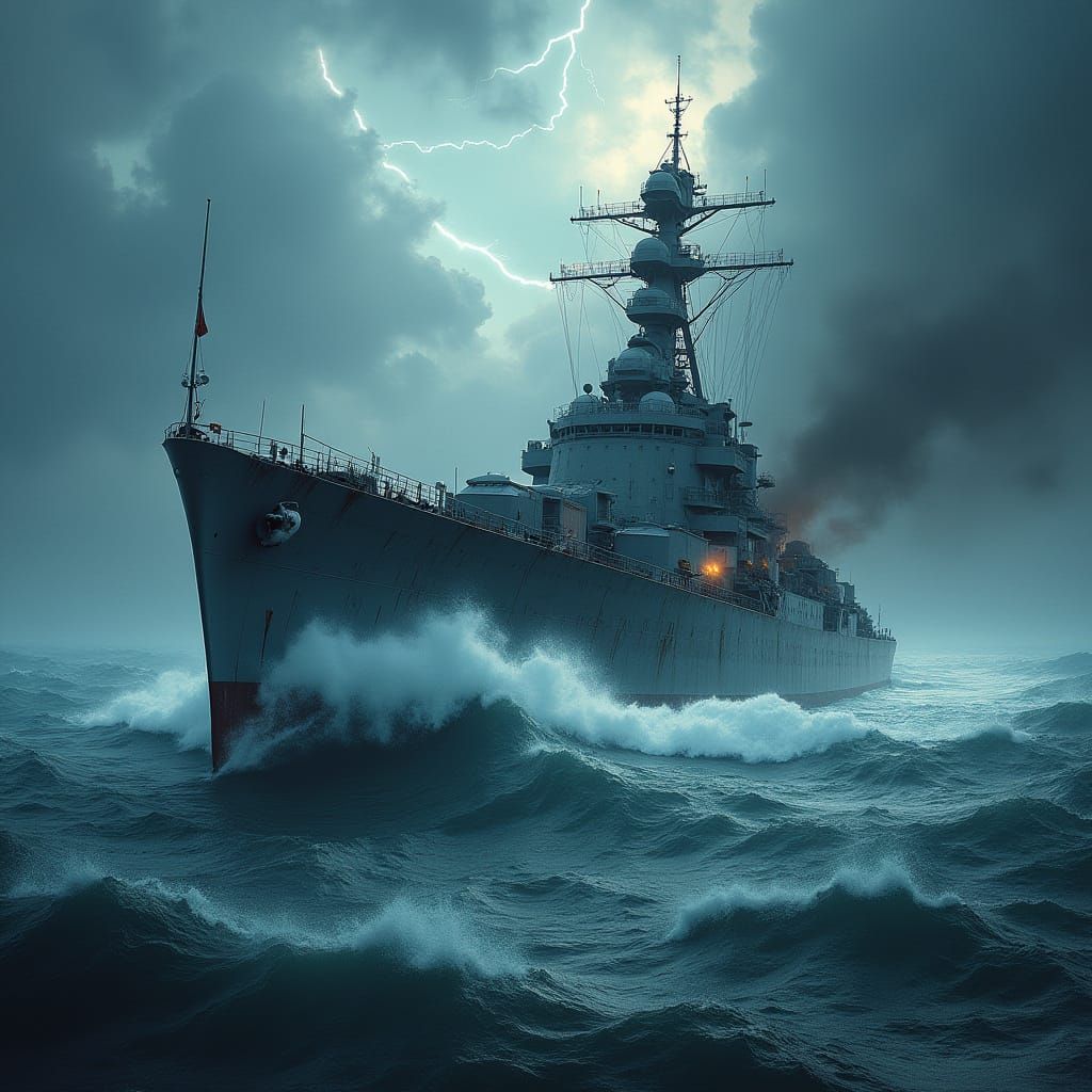 US Navy Destroyer Navigates Tempestuous Seas