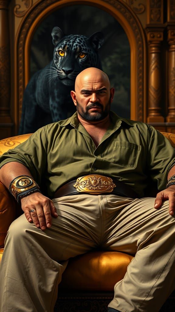 Confident Warrior in Golden Opulence