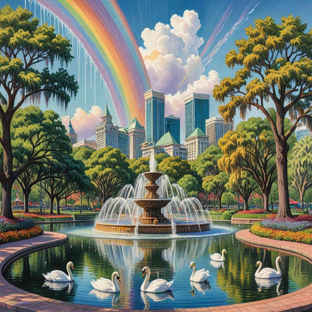 Lake Eola in Colored Pencil