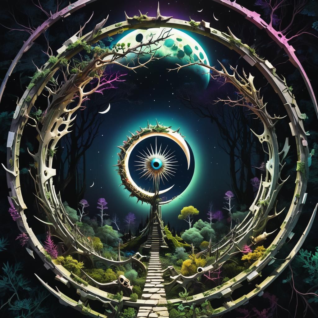 Creepy Weirdcore Arcology Moon Portal: Drone View