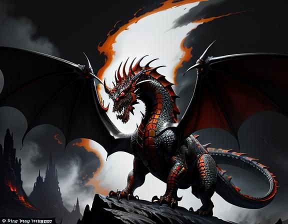 Fiery Dragon in Dynamic Fantasy Art Style