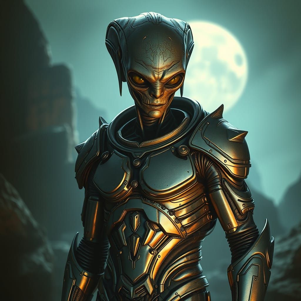 Armored Alien Portrait in Science Fiction Style