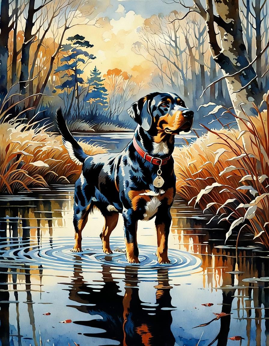 Labrador retriever :: Duck Hunting :: Highly stylized in Art...