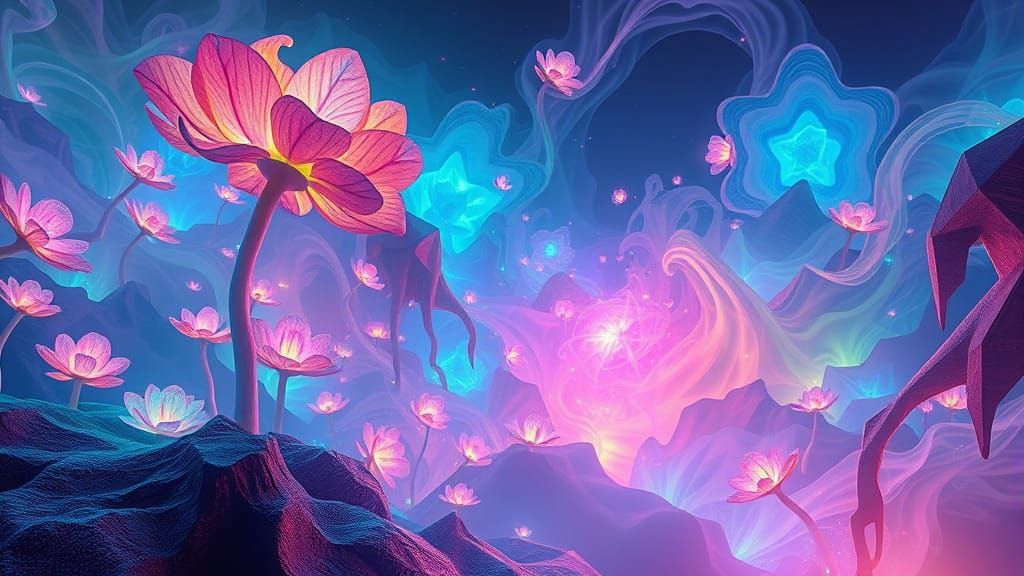 Ethereal Bioluminescent Landscape in 8K 3D Style