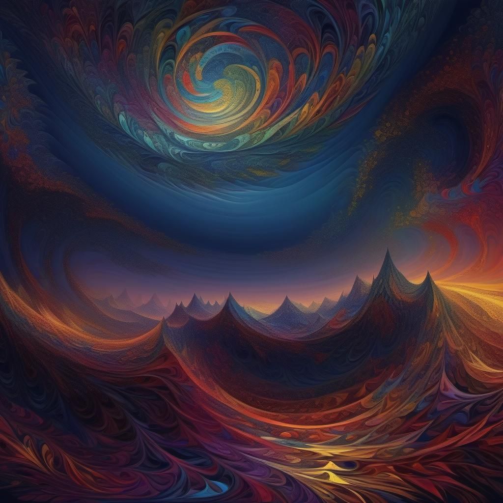 Abstract Fractal Starry Night in Expressionist Style