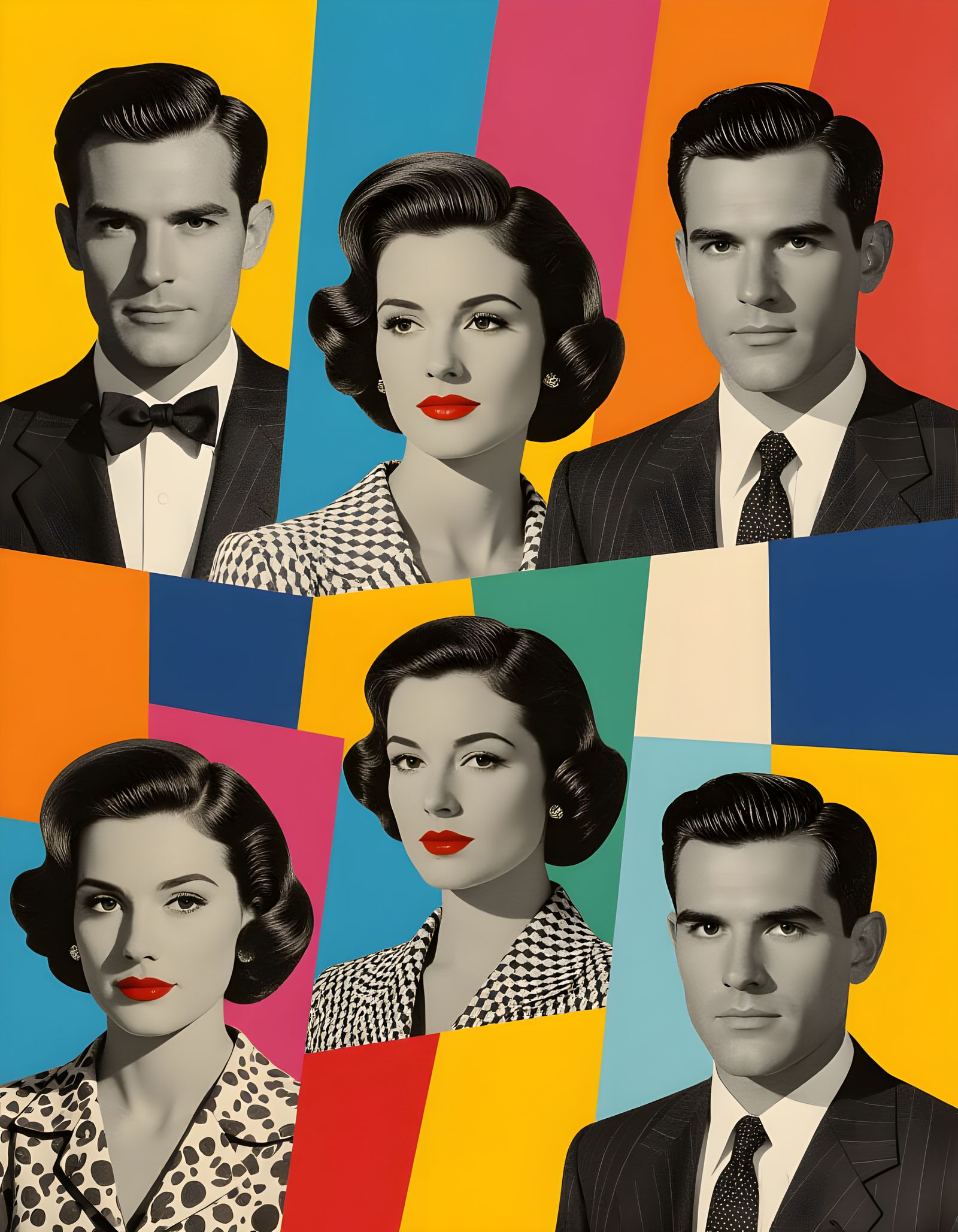 Collage of Celebrities with Geometric Backgrounds