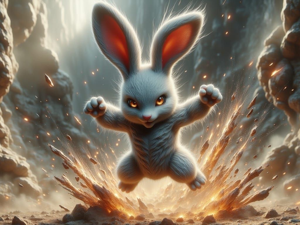 Chibi Bunny Karate Master in Dark Fantasy Style