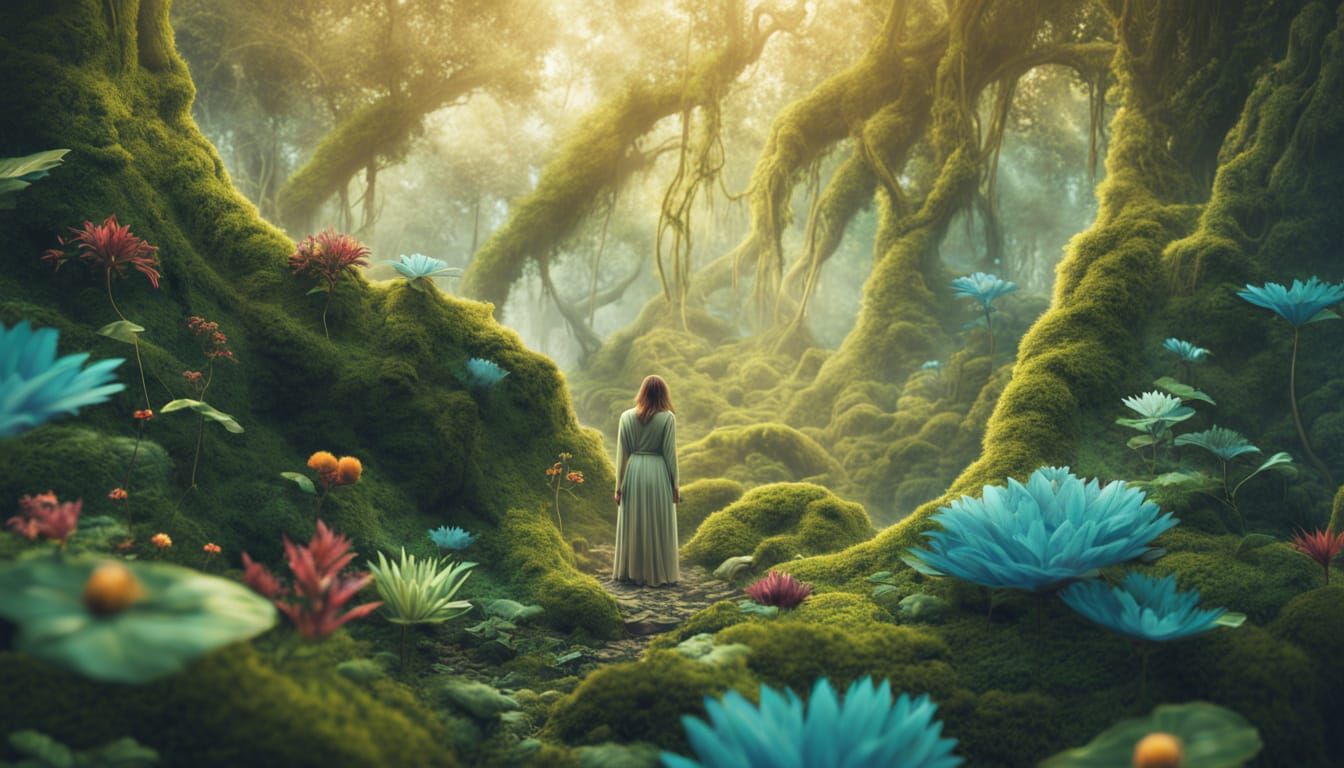 Dreamlike Geode Slumber in Bioluminescent Jungle