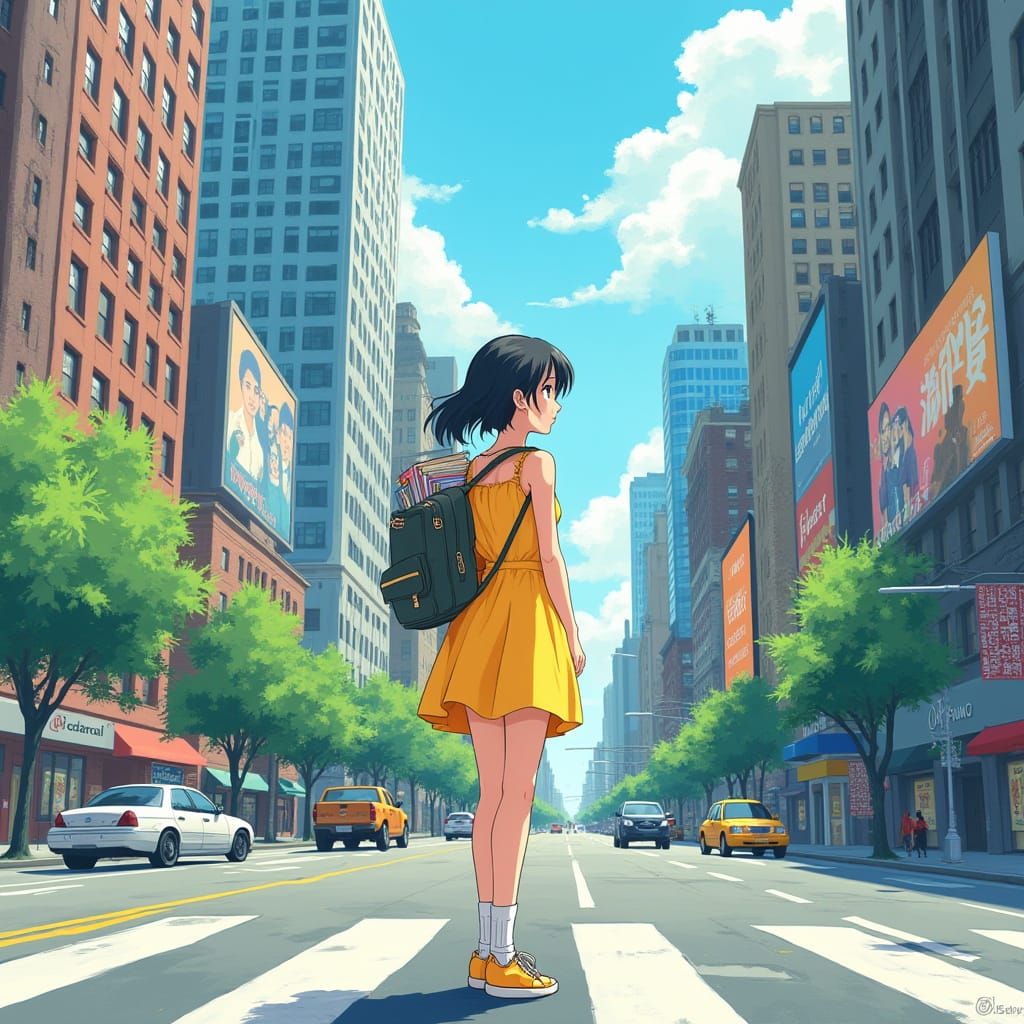 Vibrant Anime-Inspired New York City Scene