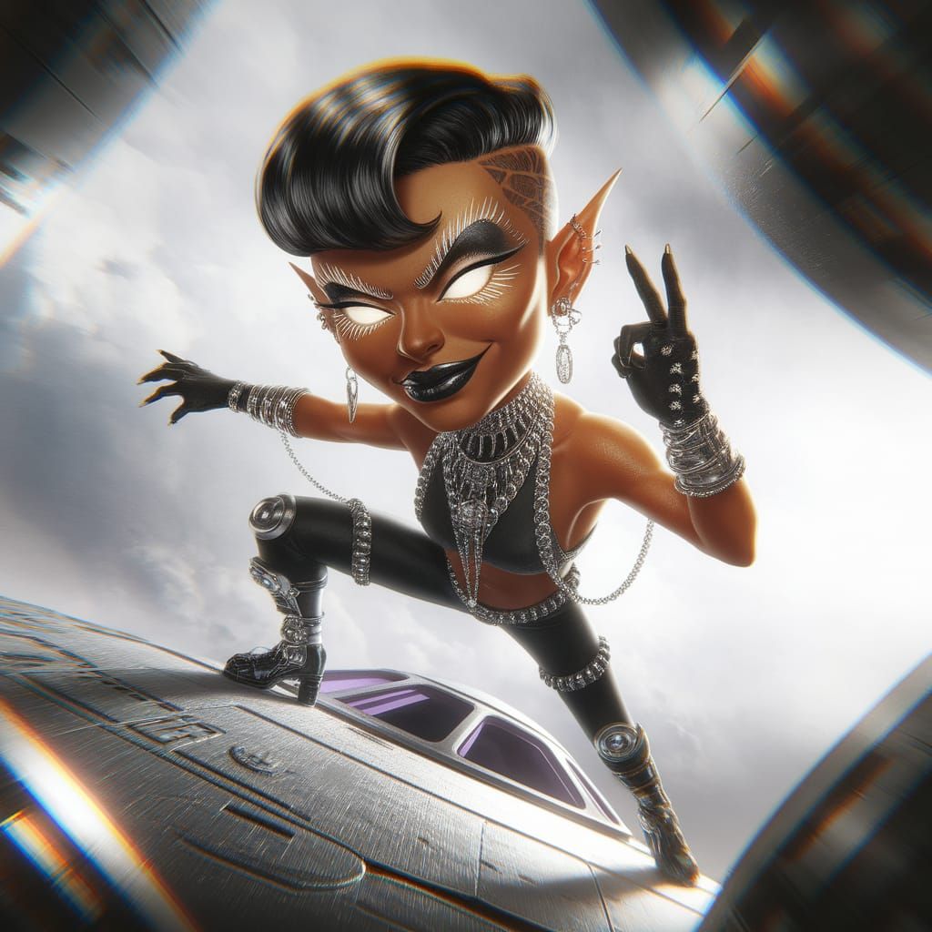 Confident Androgynous Space Adventurer in Neon Noir