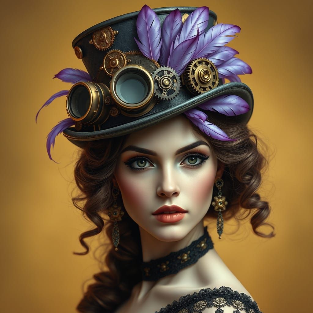 Elegant Woman in Steam Punk Fantasy Attire