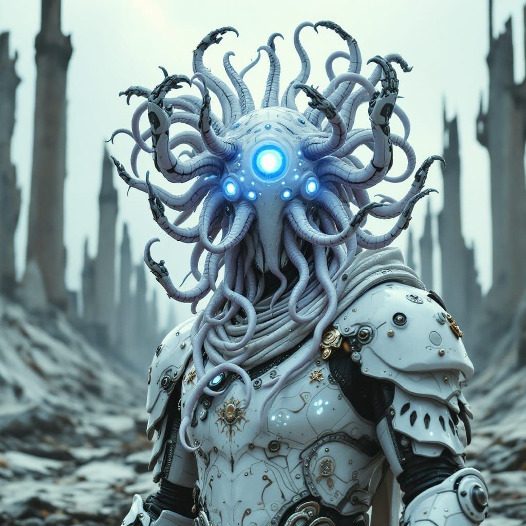 Futuristic Hero in Dystopian Wasteland