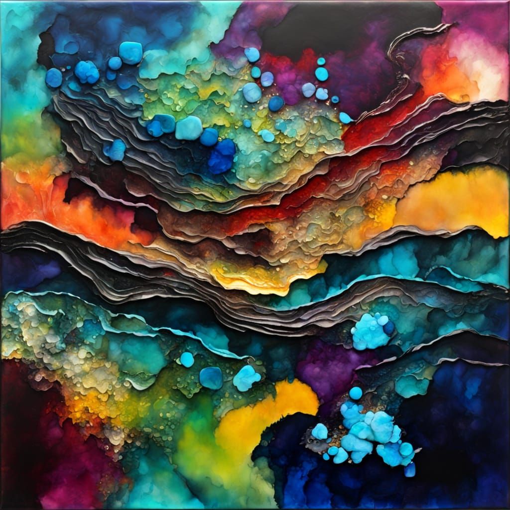 Abstract Landscape Face in Mixed Media Fusion