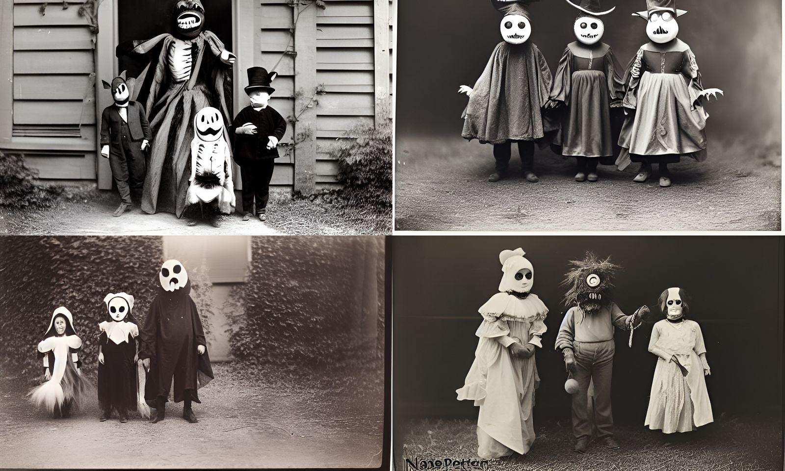 Halloween Monster Costumes in Vintage Photography Style