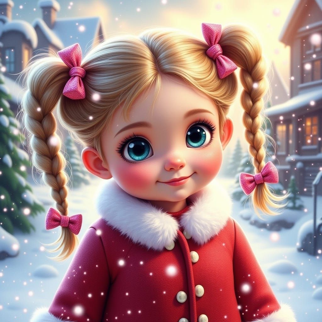 Little Cindy Lou from Whoville in a Joyful Santa Coat