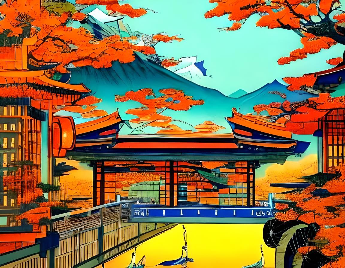 Street scene from old Japan