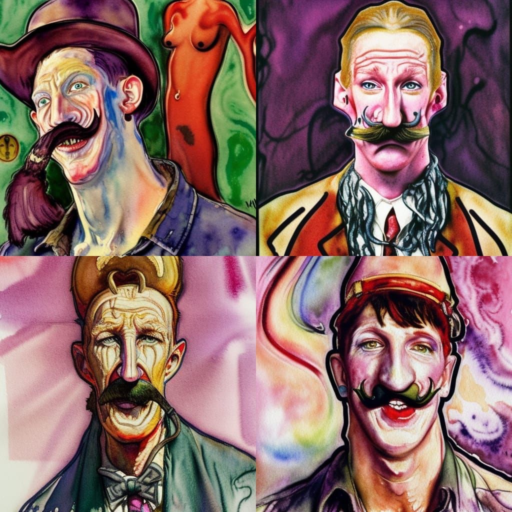 Surreal Portrait Mashup in Hyperdetailed Watercolor Style