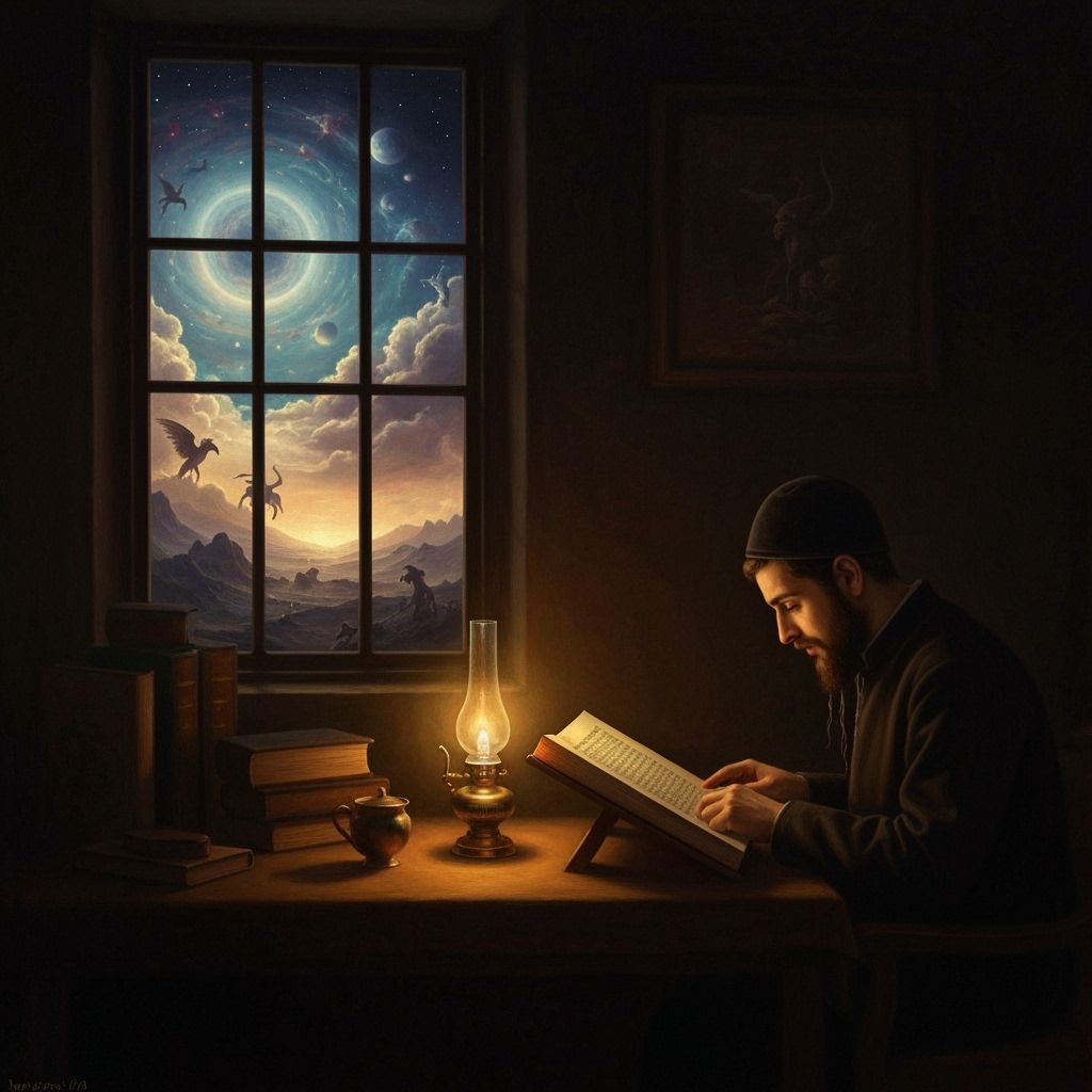 Yeshiva Student Studying by Lamplight: Old Master Style