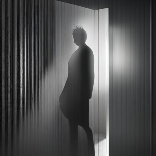 Demonic Shadow Figure Reflected on Steamy Glass