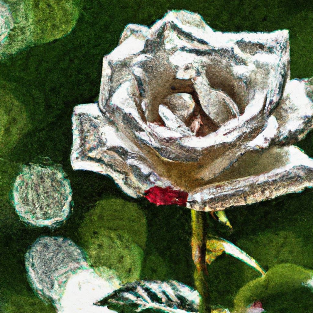 Diamond Rose in Shadow Depth Woodcut Style