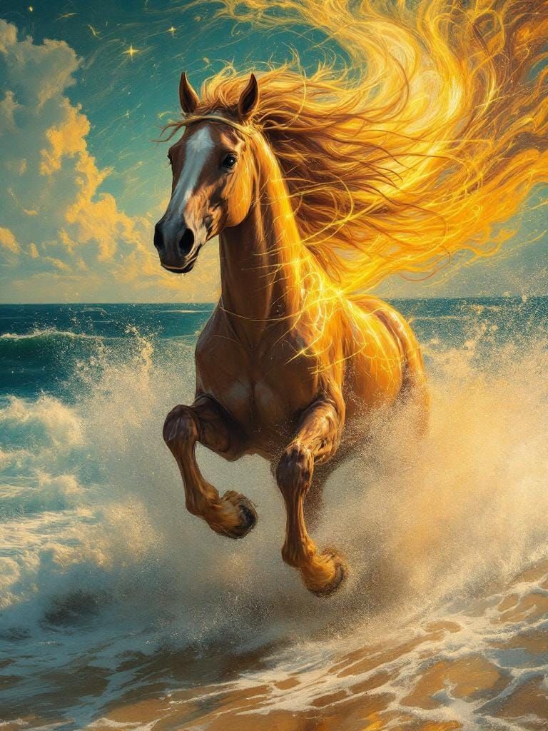 Horse Running Free in Pop Art Style