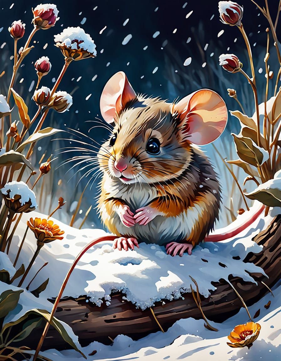 Watercolor of a stunning image of a cute adorable chibi mous...