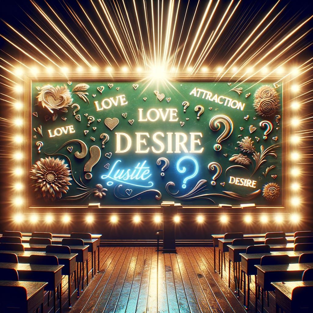 Classroom Chalkboard with Love and Desire