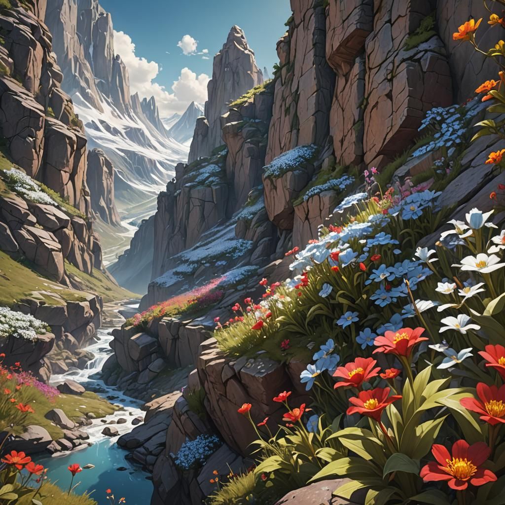 Icetor Flower on Mountain in Redwall Style