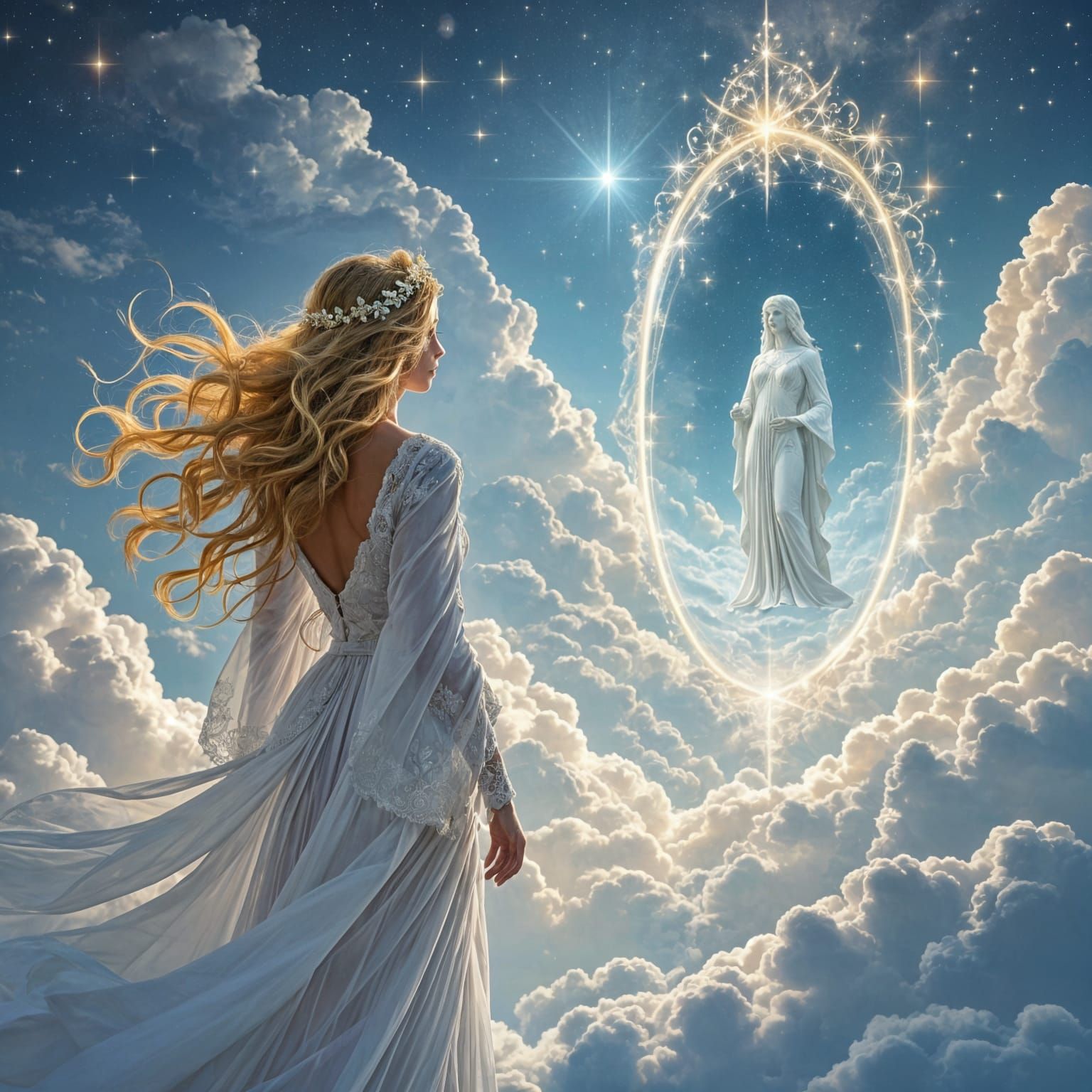 Divine Being Gazing into an Ethereal Mirror