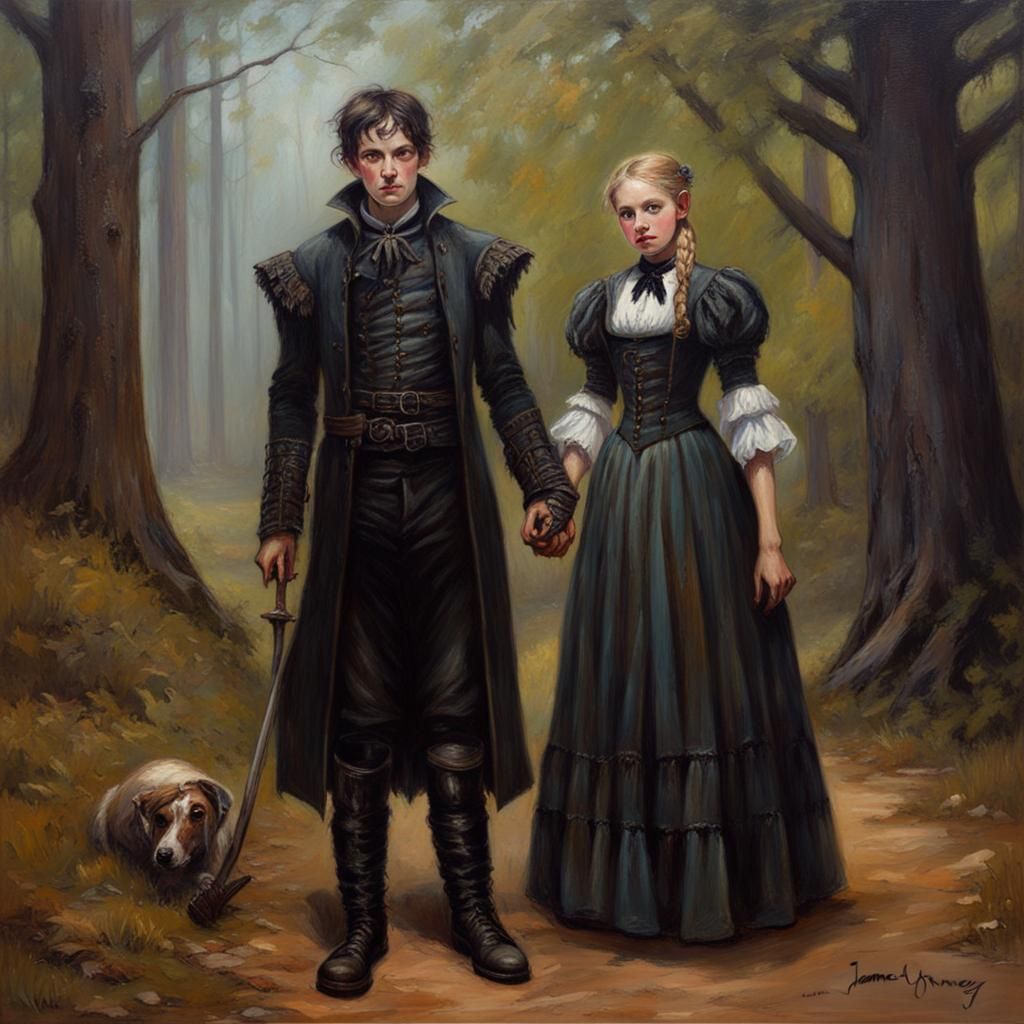 Gothic Hansel and Gretel Oil Painting