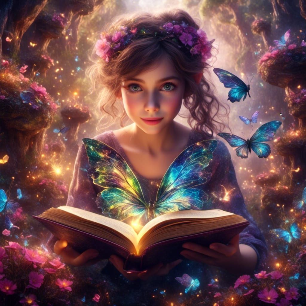 Sparkling Books Stack: A Whimsical AI Image